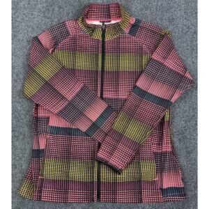 Slazenger Zip Up Stretch Windbreaker Jacket Women’s XL Loud Golf Neon Striped